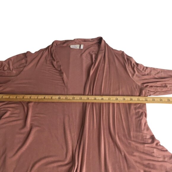 LOGO Layers Cardigan Sweater Womens 1X Mauve Pink Beige Open Front Colorblock - Picture 9 of 13
